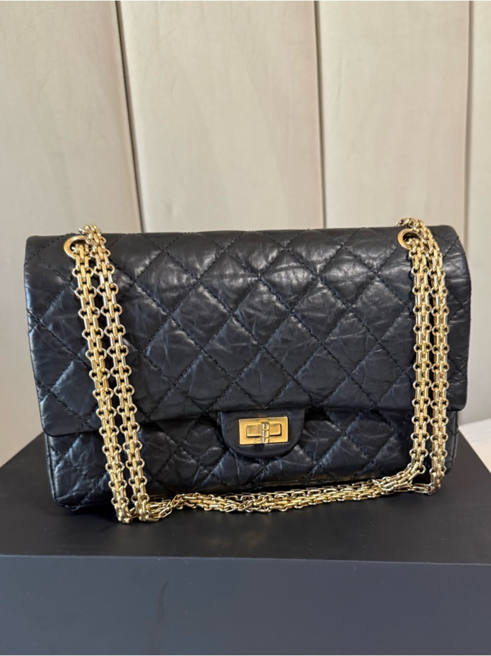 Authentic Chanel 2.55 226 Black with gold hardware